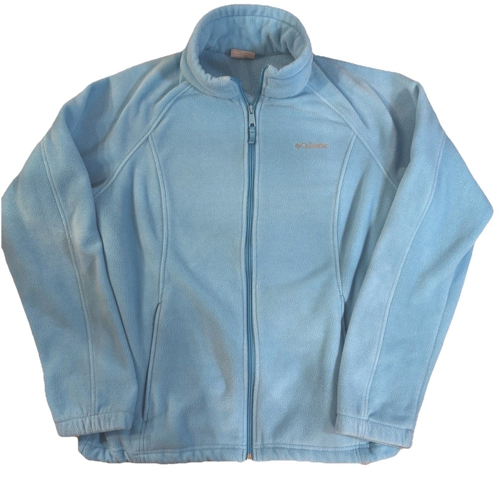 Columbia Womens XL Turquoise Fleece Jacket Full Zip Lightweight Outdoor